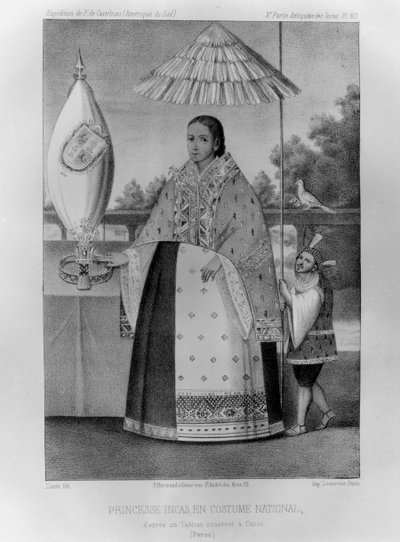 İnka prensesi, ulusal kostüm, 1852 by Jacques Francois Gauderique Llanta