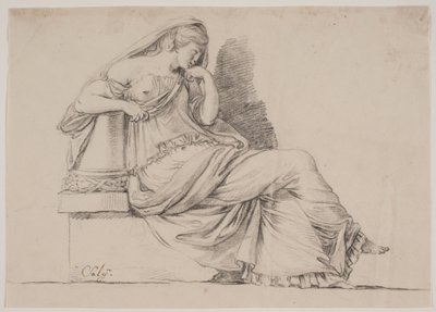 alegori yas tutan kadın figürü by Jacques Francois Joseph Saly