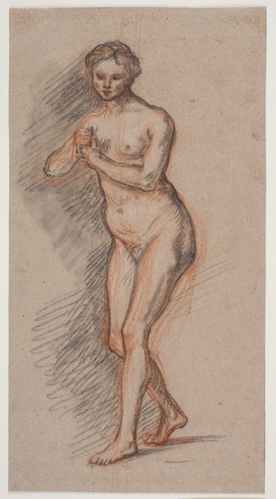 Elleri göğsünün önünde olan kadın model figürü by Jacques Francois Joseph Saly