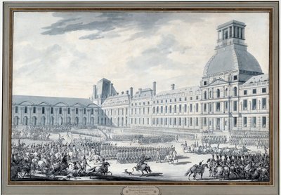 Revue des troupes Napoleon Bonaparte (1769-1821) de Tuileries Gravür Jacques Swebach dit Fontaine (1769-1823) 19. yüzyıl Paris, Musee Carnavalet by Jacques Francois Joseph Swebach