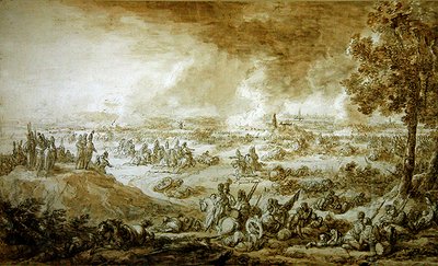 Leipzig Savaşı (kağıt üzerinde kalem ve mürekkep yıkama) by Jacques Francois Joseph Swebach
