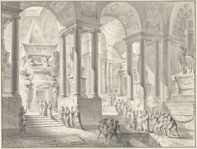 Fantezi klasik bir iç mekanda cenaze töreni by Jacques François Blondel