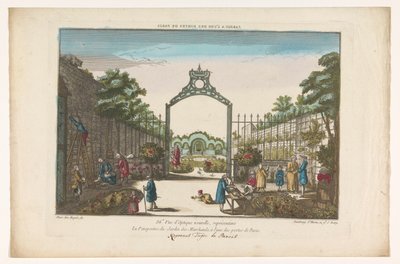 Gezicht op de Jardin des Marchands te Parijs Paris