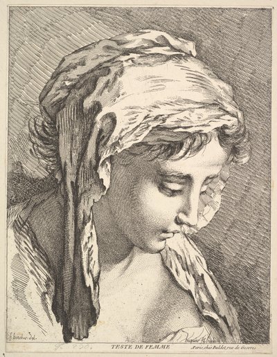 Bir Kadının Başı, 18. yüzyılın ortalarından sonlarına kadar. by Jacques Gabriel Huquier
