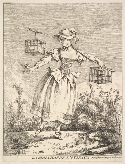 Kuş Tüccarı, 18. yüzyıl. by Jacques Gabriel Huquier