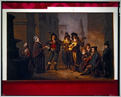 Devrimci Kostümlü Sokak Müzisyenleri (resim) by Jacques Gamelin