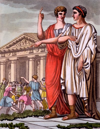 Roma'daki Ofis Adayının Kostümü, 'L'Antique Rome'dan bir yaprak, Labrousse tarafından oyulmuş, pub. 1796 by Jacques Grasset de Saint Sauveur