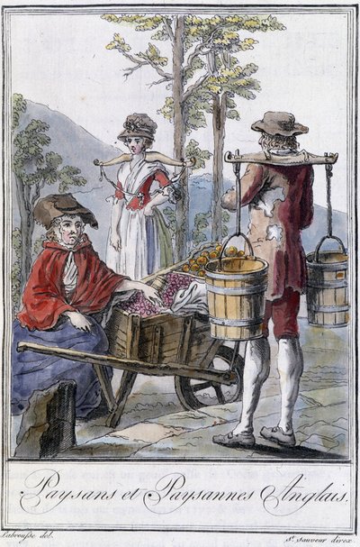 İngiliz Köylüler ve Köylüler - Grasset St Sauveur tarafından “” Seyahat Ansiklopedisi”nde, ed. 1796 by Jacques Grasset de Saint Sauveur