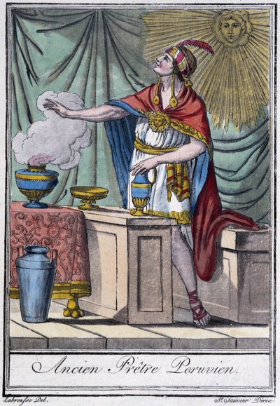 Eski Perulu rahip (inca) - J. Grasset-Saint-Sauveur, Paris tarafından “” Seyahat Ansiklopedisi”nde by Jacques Grasset de Saint Sauveur