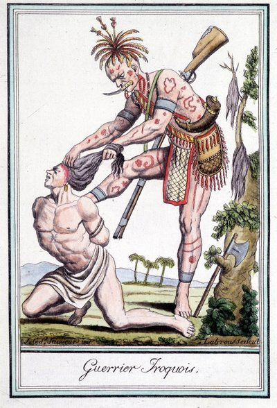 Düşmanının kafa derisini yüzen Iroquois savaşçısı - Grasset St Sauveur, Paris
