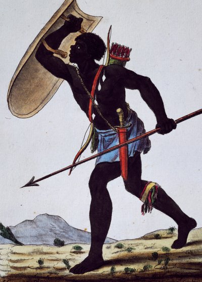 Juida savaşçısı, Afrika, yolculuklar ansiklopedisinden gravür by Jacques Grasset de Saint Sauveur