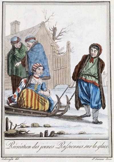 Kızakta genç Rus kızlarının rekreasyonu (Ruslar) - Grasset Saint Sauveur