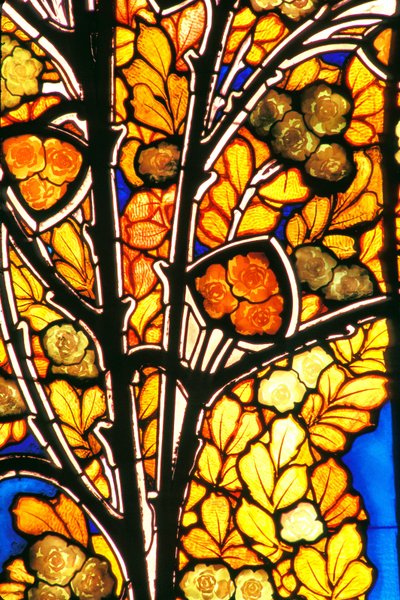 Nancy (bölüm 54), Art Nouveau, Hotel Bergeret, Vitray, Jacques Gruber (1870-1936) “” güller ve martılar”” by Jacques Gruber