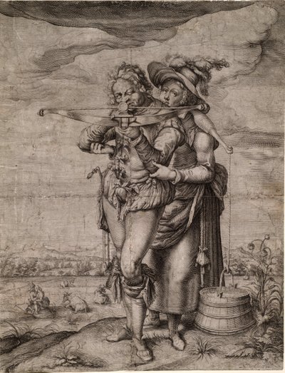 Okçu ve Sütçü Kız - Okçu ve Sütçü Kız - Gheyn, Jacques de, Genç (Jacob De Gheyn II, dit le Jeune) (1565-1629) - c. 1610 - Bakır işleme - 39.3x30 - Özel Koleksiyon by Jacques II de Gheyn