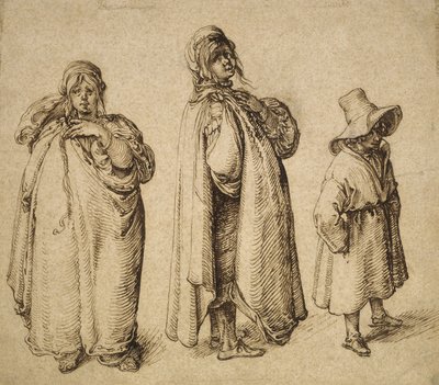 Büyük Şapkalı Bir Roman Kadın ve Bir Roman Erkek Üzerine İki Çalışma, c.1605 by Jacques II de Gheyn
