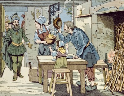 Tüm tebaasının Pazar akşam yemeği için tavuk yemesini isteyen Yoksulların Kralı IV. Henri, c. 1900 by Jacques Marie Gaston Onfray de Breville (Job)