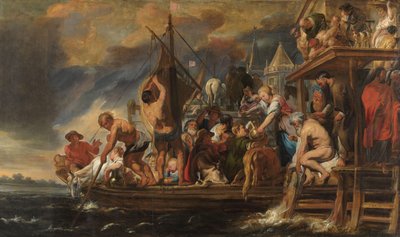 Aziz Petrus Balığın Ağzında Madeni Para Bulurken Bir Vapur Kalkıyor by Jacques Jordaens