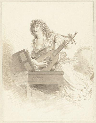 Bayan gitar çalıyor Bayan bir gitar ile by Jacques Kuyper