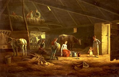 Bir Ahırda Bir Sütçü Kız, Çiftlikler ve Pulluk Atları by Jacques-Laurent (circle of) Agasse