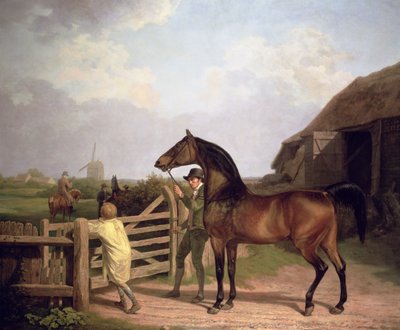 "Bay Ascham", bir aygır, bir kapıdan bir kısrağa götürüldü, 1804 by Jacques Laurent Agasse