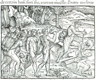 Theodor de Bry (1525-75) tarafından kazınmış, Avdan Sonra Ateş Yakan Kızılderili Yerlileri by Jacques Le Moyne