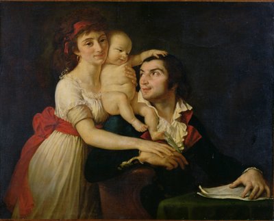 Camille Desmoulins (1760-94) karısı Lucile (1771-94) ve oğulları Horace-Camille (1792-1825) c.1792 (tuval üzerine yağlı boya) by Jacques Louis (workshop of) David