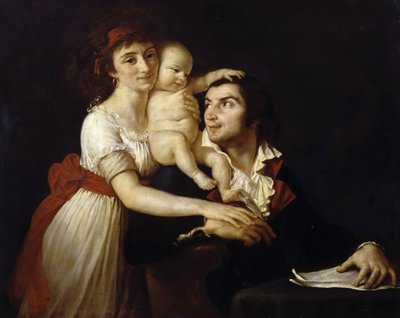 Camille Desmoulins, eşi Lucile ve çocuğuyla birlikte by Jacques Louis David