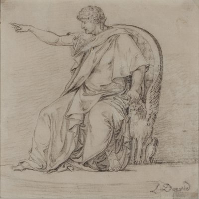 Draped Figür, 18. yüzyılın sonları (kağıt üzerine kurşun kalem) by Jacques Louis David