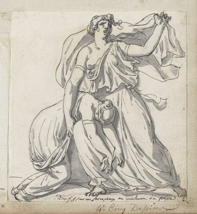 Niobe ve kızı by Jacques Louis David