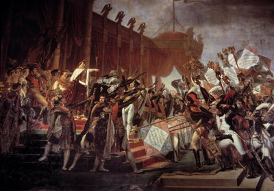 Champ de Mars'ta Kartalların Dağıtılmasından sonra İmparator I. Napolyon'a (1769-1821) yapılan Armee Yemini, 5/12/1804 Detay. Jacques Louis David (1748-1825) 19. yüzyıl Güneşi tarafından yapılan resim. 6,1x9,3 m. by Jacques Louis David