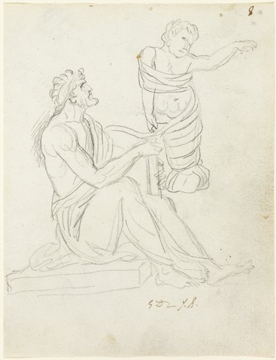Oturan Adam ve Kundaktaki Bebek by Jacques Louis David