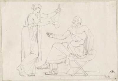 Sokrates ve Diotime by Jacques Louis David