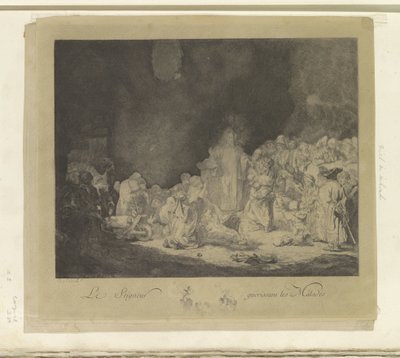 Predikende Christus (De Honderdguldenprent) Hastaları İyileştiren Lord (nesne üzerindeki başlık) Seksen beş orijinal baskı koleksiyonu (seri başlığı) by Jacques Philippe Le Bas