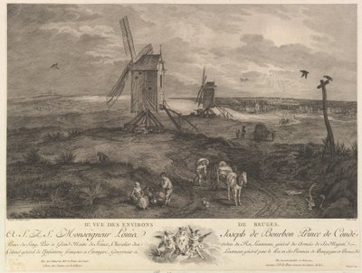 Bruges IIe Çevresinin İkinci Görünümü. Bruges çevresinin görünümü. by Jacques Philippe Le Bas