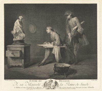 Çizim çalışması (Çizim Dersi) by Jacques Philippe Le Bas after Jean Siméon Chardin