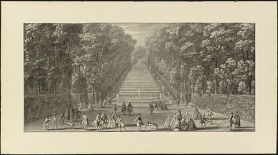 Vue de la Grande Cascade dans les jardins de Marly (siyah tebeşir, kalem ve siyah mürekkep, gri yıkama) by Jacques Rigaud