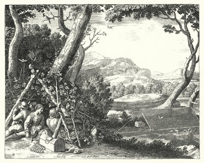 Kuşları yakalamak (gravür) by Jacques Stella
