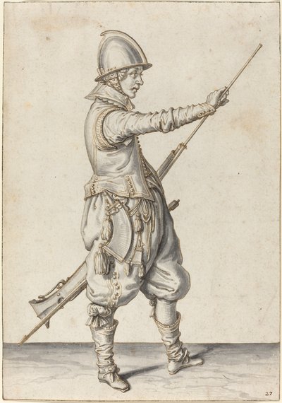 Kaliverini Kurcalayan Şık Giyinmiş Asker by Jacques de Gheyn II