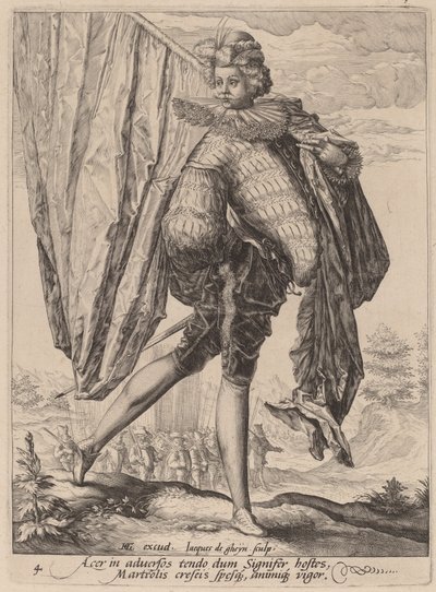 Geniş Kılıç ve Kalkanla Silahlı Asker by Jacques de Gheyn II after Hendrik Goltzius