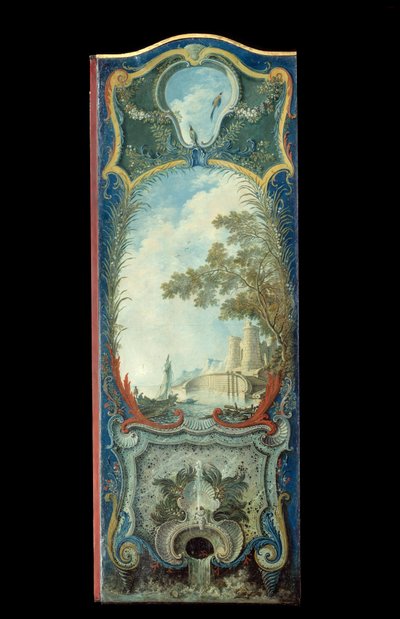 Mobilya: Jacques de Lajoue (1686-1761) tarafından maroufle kağıdına boyama ekranı 18. yüzyıl by Jacques de Lajoüe