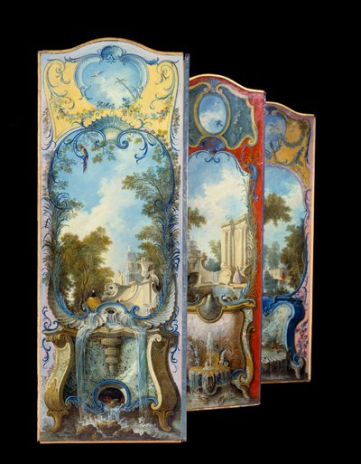 Mobilya: Jacques de Lajoue (1686-1761) tarafından maroufle kağıdına boyama ekranı 18. yüzyıl by Jacques de Lajoüe