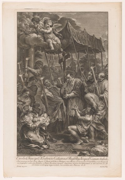 Saint Charles Borromeo veba kurbanları boyunca bir haç taşıyor by Jakob Frey (I)