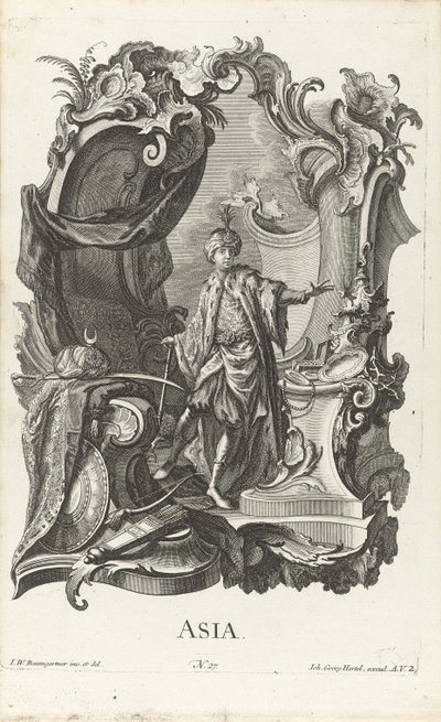 Asya kıtasının kişileştirilmesi ile tohum boncuklar Asya (nesne üzerindeki başlık) Dört kıta (dizi adı) by Jakob Gottlieb Thelott