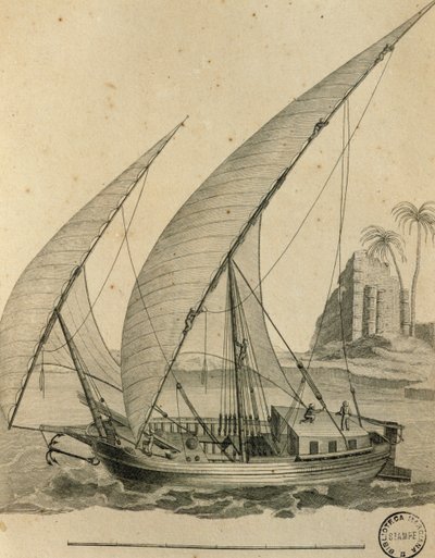Yelkenli Nubia, Mısır, gravür Cartes et Figures du Voyage en Nubia et en Abyssinia, James Bruce by James Bruce