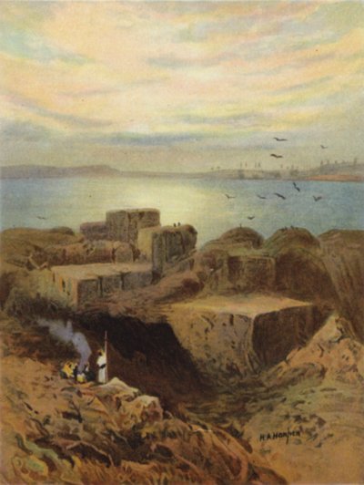 Babil ve asma bahçelerin kalıntıları (renkli taş) by James (after) Clark