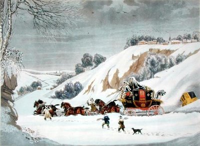 George Hunt tarafından kazınmış Derin Karda Bir Posta (renkli taş) by James (after) Pollard