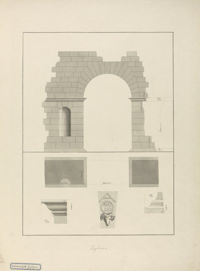 Giriş Kapısı, Zaghouan (kağıt üzerinde yıkamalı kalem ve mürekkep) by James 1730 94 Bruce