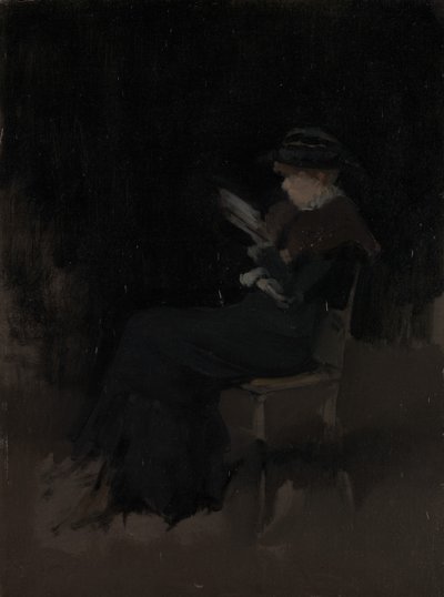 Siyah Düzenleme: Kız Okuma, yakl. 1880-90. by James Abbott McNeill Whistler