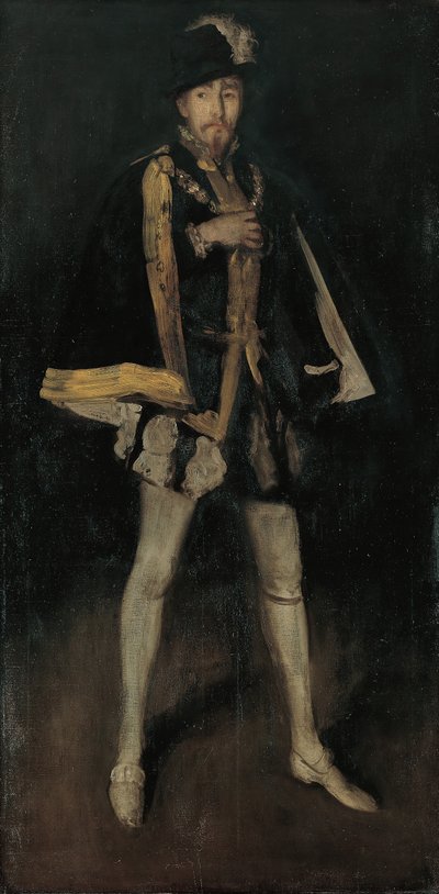 Arrangement in Black, No. 3: İspanya Kralı II. Philip olarak Sir Henry Irving, 1876, 1885 üzerinde yeniden çalıştı. by James Abbott McNeill Whistler