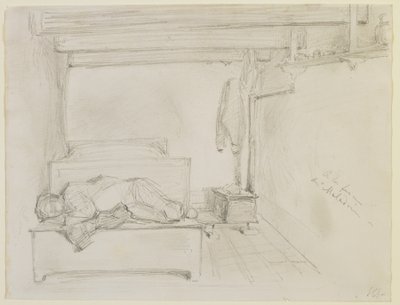 Maladrie'nin çiftliğinde, 1858 (kirli beyaz dokuma kağıda kurşun kalem by James Abbott McNeill Whistler